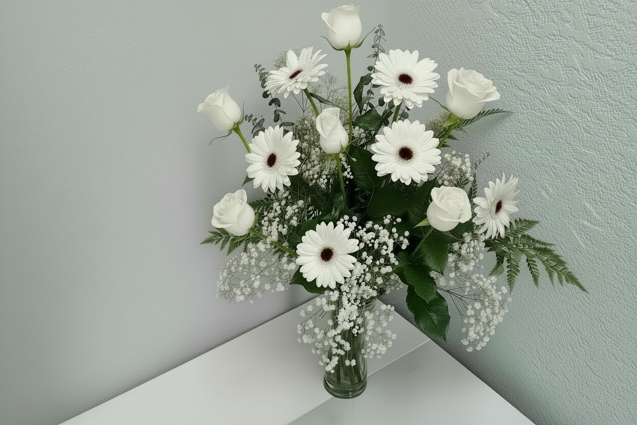 6 Roses & 6 Gerbera Daisies Bouquet – Bright Fresh Flower Arrangement