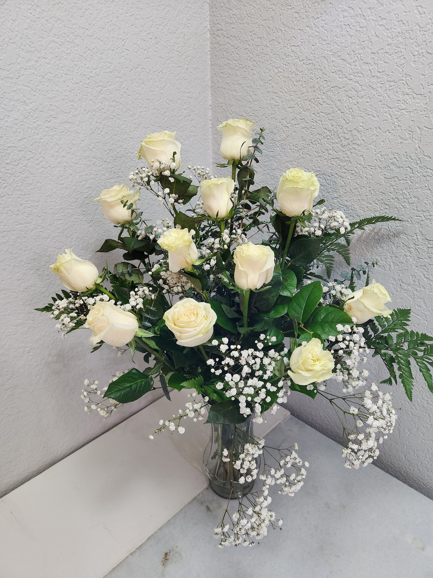 Premium Dozen White Roses
