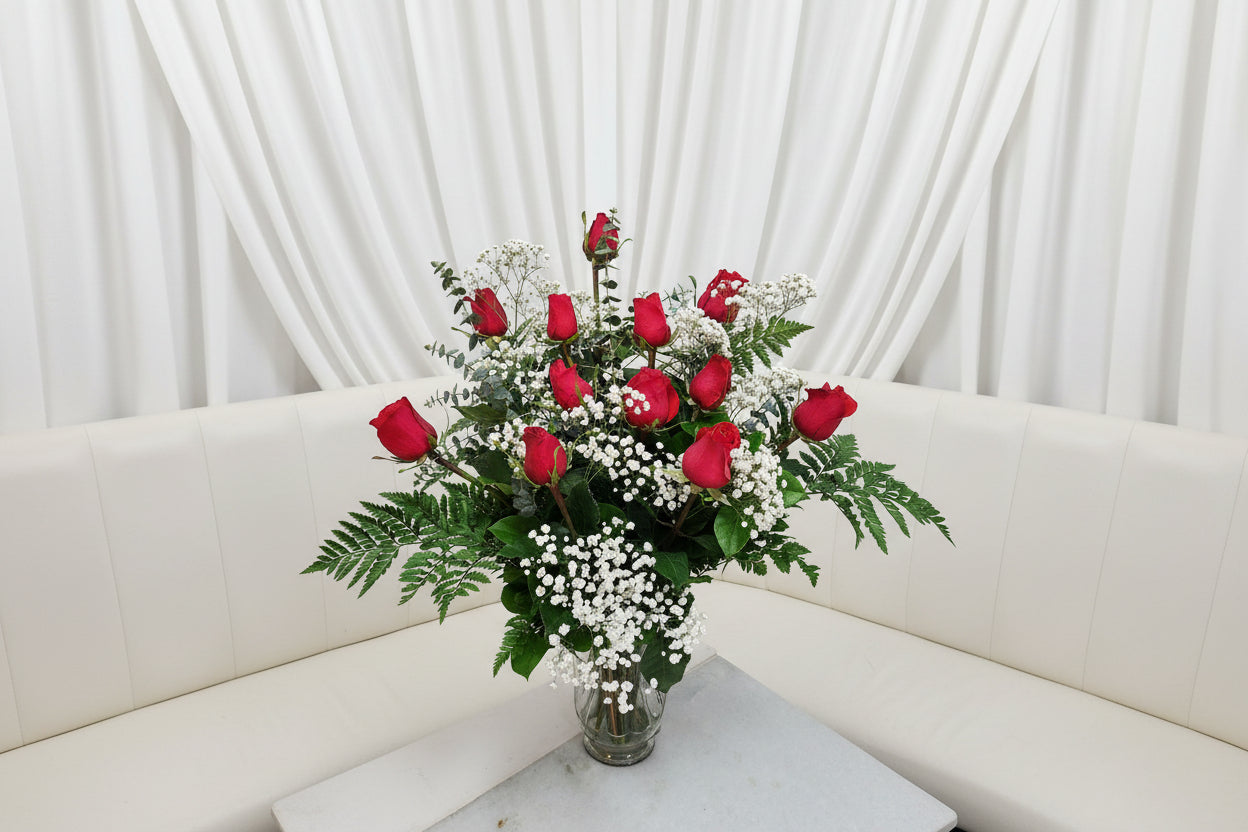 6 Premium White Roses & 6 Premium Red Roses Arrangement – Elegant Fresh Flowers Delivery