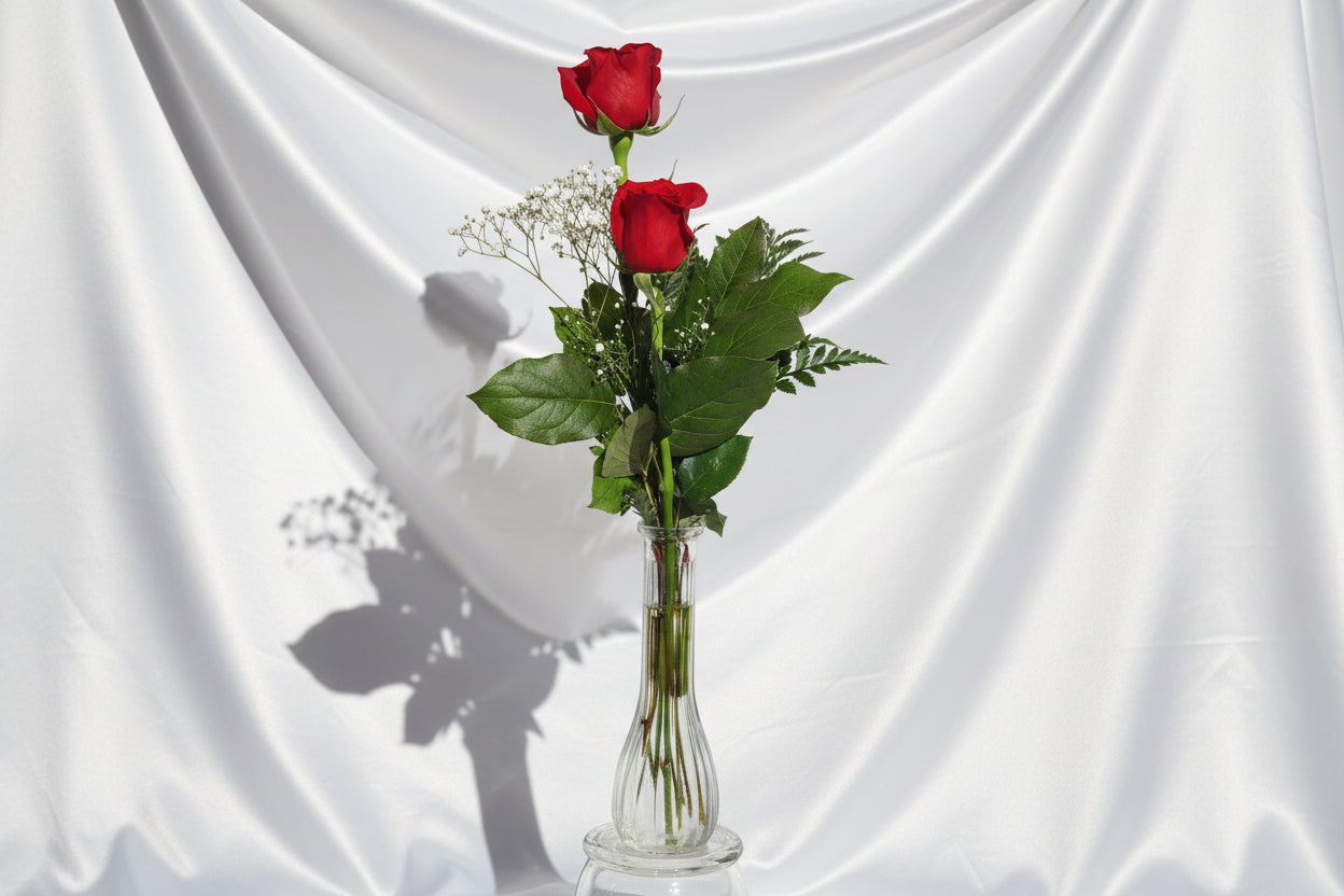 Premium 2 Roses Bud Vase | Fresh Rose Bud Vase Delivery