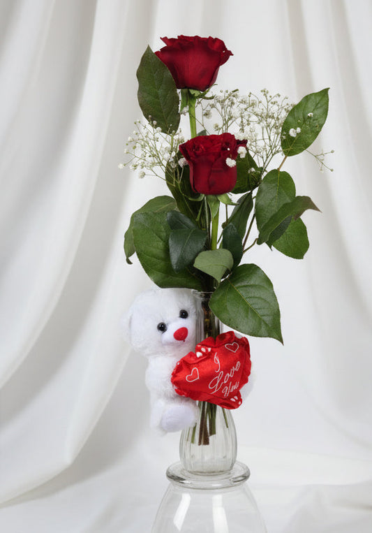 Premium 2 Roses Bud Vase | Fresh Rose Bud Vase Delivery