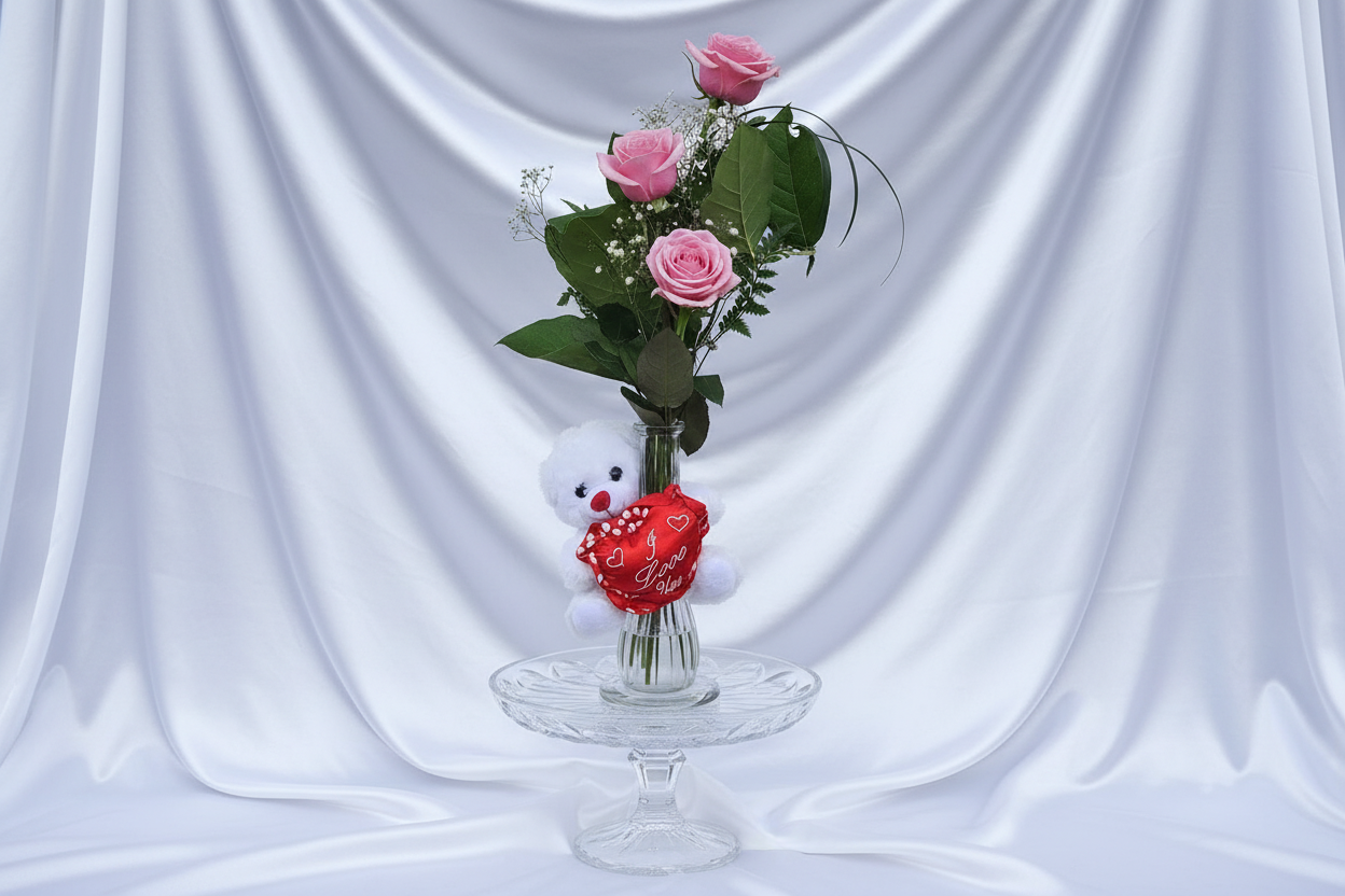 Premium 3 Roses Bud Vase | Fresh Rose Bud Vase Delivery
