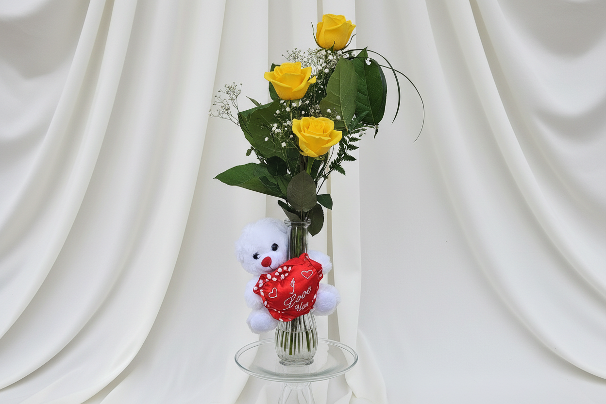 Premium 3 Roses Bud Vase | Fresh Rose Bud Vase Delivery