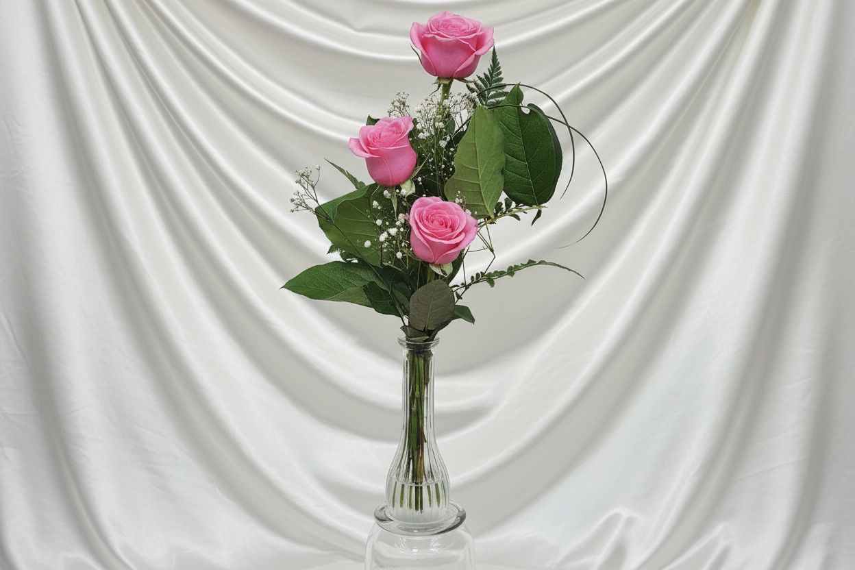 Premium 3 Roses Bud Vase | Fresh Rose Bud Vase Delivery