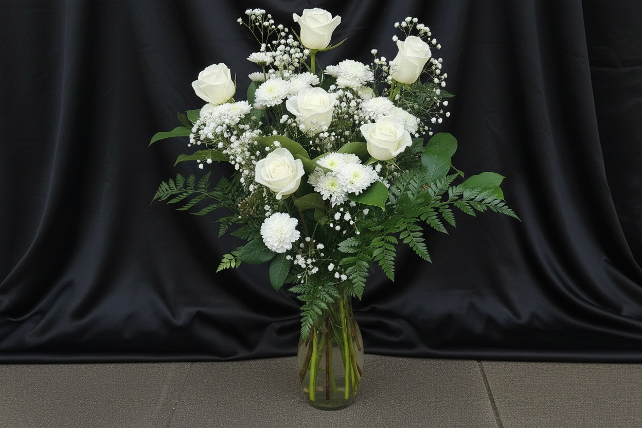 6 Roses with Chrysanthemums – Elegant Rose Arrangment