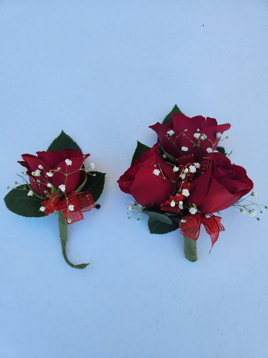 🌹 Fresh Flower Corsage & Boutonniere Set